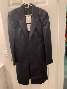 WE11DONE. Witchery Black Satin-Trim Long Blazer
